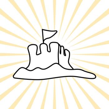 a sand castle with a flag on it vector