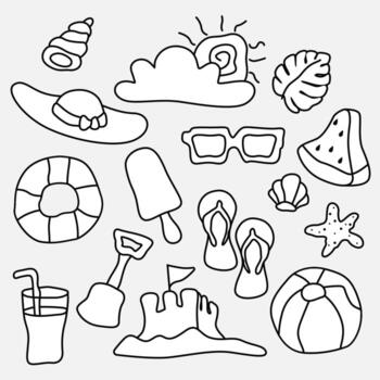 summer collection illustration icons vector