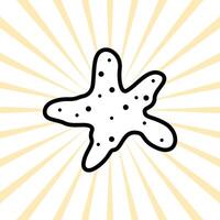 a starfish icon on a yellow background with rays vector