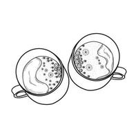 Two Coffee Cups with Beach View vector