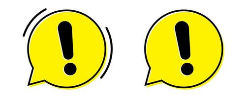 Hazard warning yellow attention sign or exclamation symbol in a yellow speech bubble icon. vector