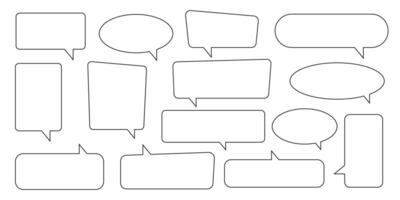 Collection of line speech bubble, line speech balloon, outline chat bubble set. vector