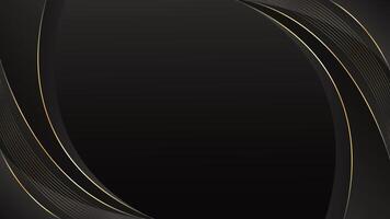 Abstract black luxury curved background with gold lines. Elegant modern wallpapers. Template banner background for sales, ads, events, awards, presentations, web, and pages vector