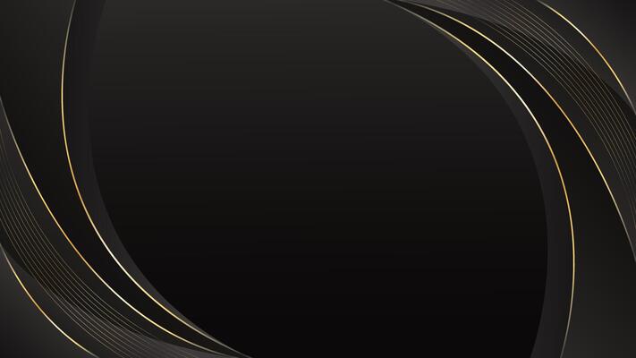 Abstract black luxury curved background with gold lines. Elegant modern wallpapers. Template banner background for sales, ads, events, awards, presentations, web, and pages