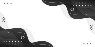 Abstract black fluid wave background with geometric shapes and lines vector