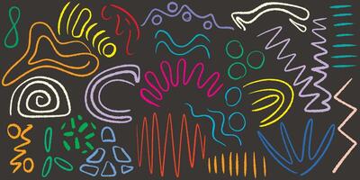Playful colorful grunge abstract shapes set vector