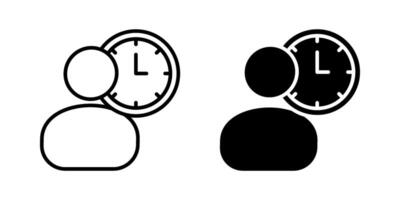 Person overtime, attendance Icon set.Symbol isolated white background. illustration. color editable. vector