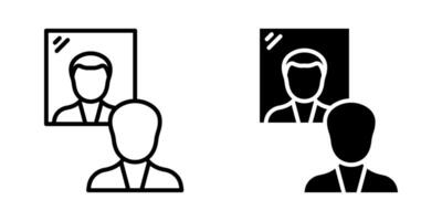 Men look to mirror Icon set.Symbol isolated white background. illustration. color editable. vector
