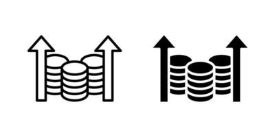 Dollar money increase Icon set.Symbol isolated white background. illustration. color editable. vector