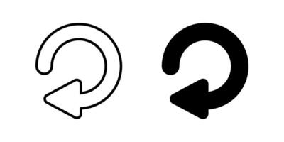 rotate clockwise Icon set. Symbol isolated white background. illustration. color editable. vector