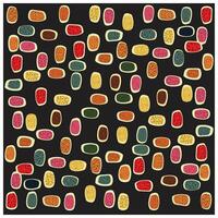 A colorful pattern of abstract oval shapes in varying shades of orange, green, and red, set against a dark background. vector