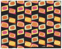 Colorful pattern of assorted citrus fruit slices on a dark background vector