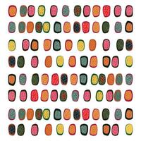A vibrant pattern of colorful, textured oval shapes arranged in a grid on a white background. vector