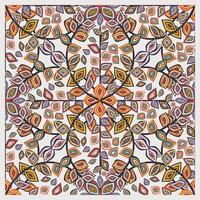 A vibrant, symmetrical pattern featuring colorful, abstract leaves arranged in a floral design on a light background. vector