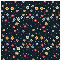 Luxury floral fabric pattern with various colorful flowers and leaves on a dark background. vector