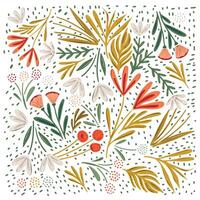 Beautiful seamless flower and leaf print pattern on doted texture on white background vector