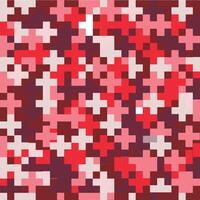 A vibrant pixelated pattern featuring various shades of red and pink arranged in a playful, abstract design. vector
