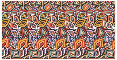 Colorful abstract patterned leaves in red, orange, green, and purple, creating a vibrant, layered design against a light background. vector