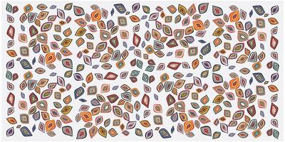 A vibrant pattern of colorful, leafy shapes in various sizes, creating a dynamic and lively design on a white background. vector