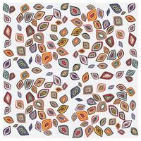 A vibrant pattern filled with colorful, stylized leaf shapes in shades of red, green, orange, and blue against a light background. vector