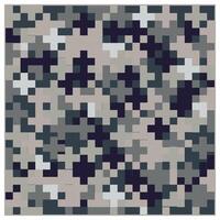 A pixelated camouflage pattern in shades of gray, navy, and beige, creating a textured and abstract appearance. vector