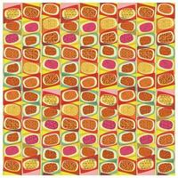 grid of illustrated cells resembling petri dishes with various colored patterns on dotted background vector