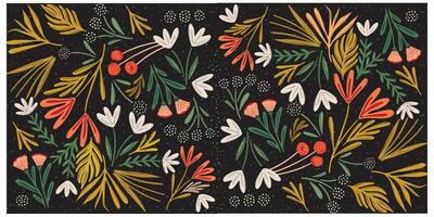 Seamless abstract Colorful illustrated floral pattern on dark background. vector