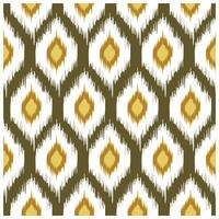 A seamless Ikat pattern in shades of brown and yellow. zigzag shape in olive and mustard tones geometric pattern in white background vector