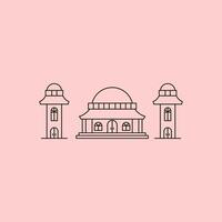 logo line art mosque minimalist design, with two minarets vector