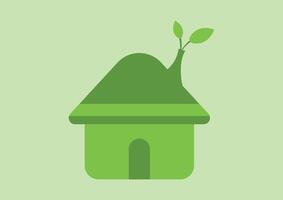 Eco-friendly concept. Small house with a small plant on the roof. Save the world. vector