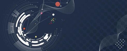 abstract dar background with circles and lines vector