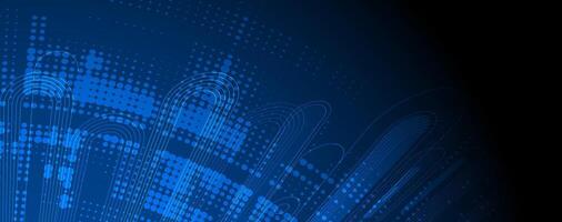 abstract blue round background with lines and dots vector