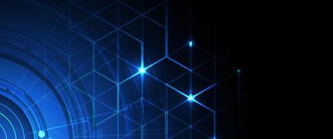 Abstract blue geometric hexagon shape technology and science background vector