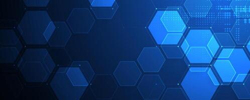 blue hexagon background with a digital design vector