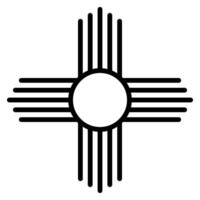 Sleek Black Sun Symbol Geometric Rays Zia Pueblo vector