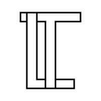 Logo sign tl lt icon double letters logotype t l vector
