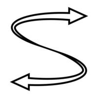Twisting Black Arrows, Dynamic Curves in Spiraling Motion vector