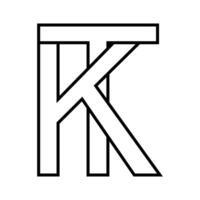 Logo sign tk kt icon, double letters logotype t k vector