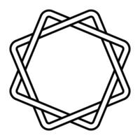 Intricate White Star Knot Geometric Pattern in Simple Outline vector