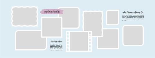 blank picture photo frames set text space vector