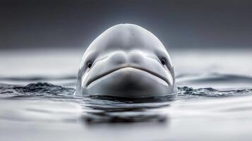 Beluga whale emerging from water serene arctic marine life photo