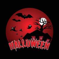 Red Creative Halloween Design with tree vector