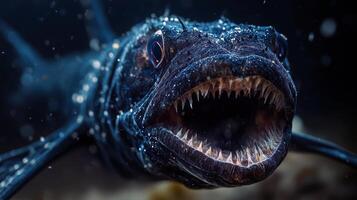 Deep-sea dragonfish with sharp teeth in ocean depths photo