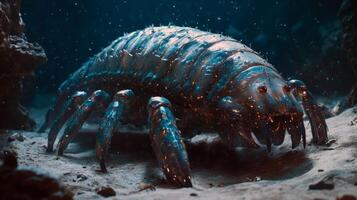 Gigantic prehistoric sea creature in underwater habitat photo
