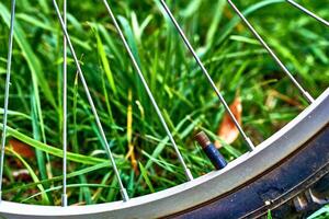 Front wheel with nipple and its frame photo