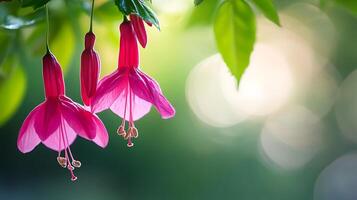 Fuchsia flowers on a tree branch, flower wallpaper photo