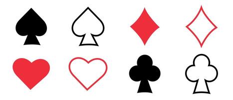 Card suits symbols in black and red on a white background vector