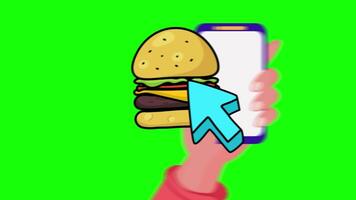Fast Food Order With Mobile On Green Screen 2D Animation video