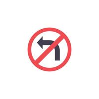 No Left turn sign on white background vector