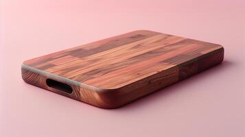 Wooden phone case with natural grain texture and sleek design for modern devices in a minimalist setting photo